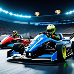 카트라이더 이벤트 성공 스토리 - **Prompt: Intense KartRider Championship Race**
    A dynamic, wide-angle shot of a high-stakes Kart...