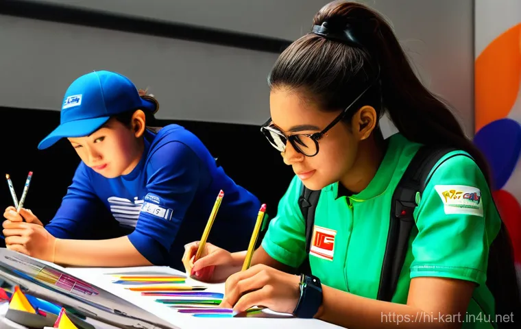 카트라이더 팬아트 대회의 커뮤니티 성공 - **Prompt: "A vibrant and bustling scene at a 'KartRider Fan Art Contest' event, showcasing a diverse...