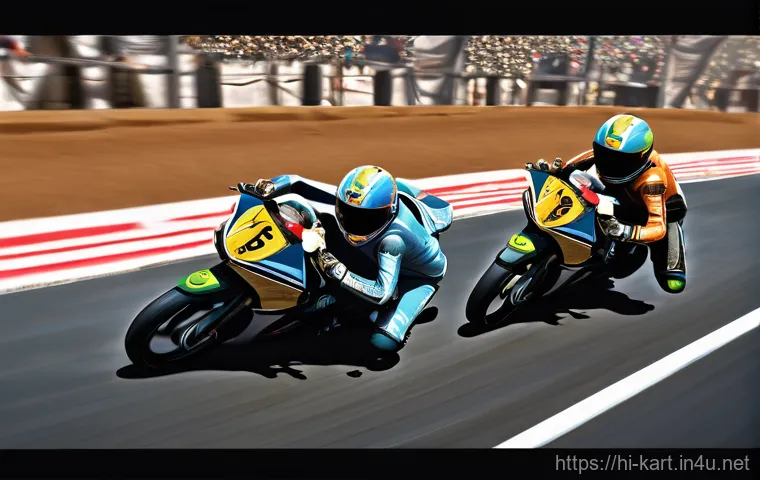 카트라이더 랭킹 시스템 작동 원리 - **Prompt:** A group of diverse young adult racers, fully clothed in modern, colorful racing suits an...