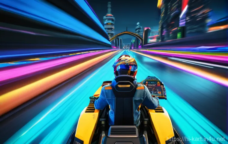 카트라이더 초보 유저의 트랙 공략법 - **Prompt 1: Dynamic Drifting Master in KartRider**
    "A vibrant, dynamic shot of a young male game...