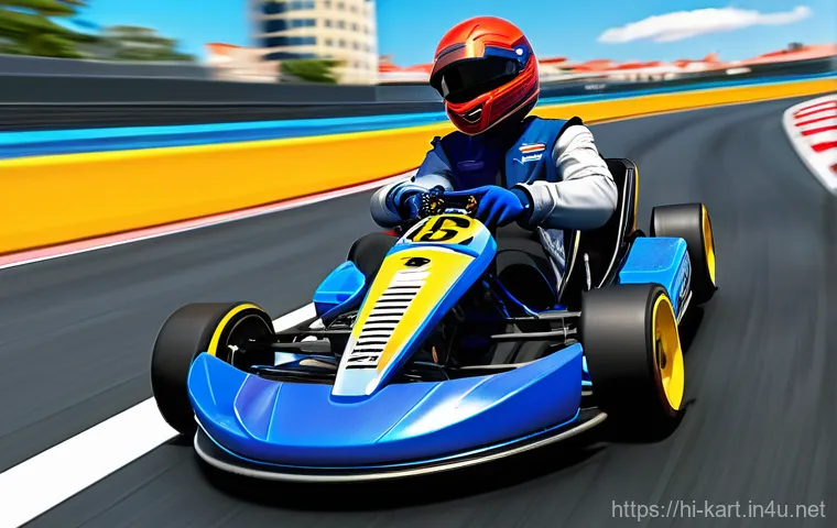 카트라이더 고수 전략 분석 - **Prompt: A high-speed KartRider Rush+ inspired racing scene. A sleek, futuristic speed kart, driven...