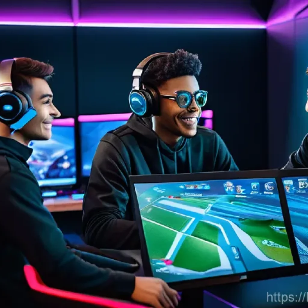 카트라이더 스피드전 팀 조합 - **Prompt 1: Team Strategy and Communication Hub**
A vibrant and modern gaming room setting. Four...