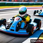 카트라이더 이색 플레이법 - A dynamic and colorful Kart Rider racing scene set on a vibrant track with sharp turns and visible s...
