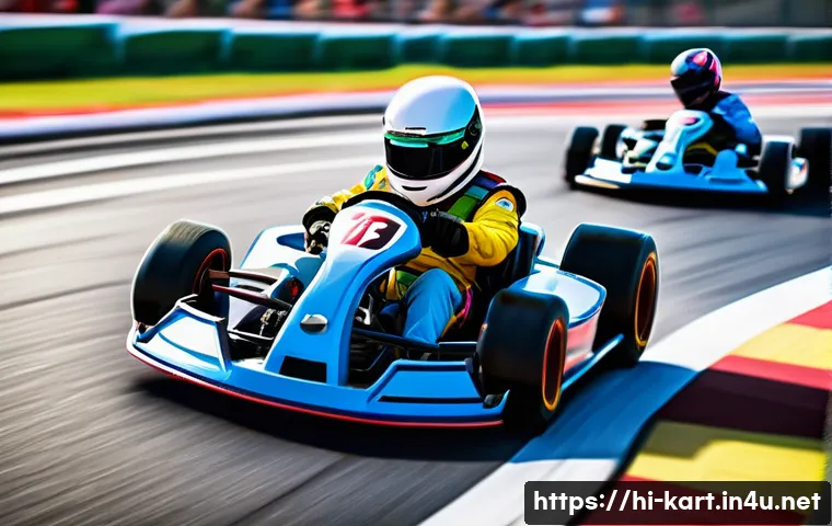 카트라이더 이색 플레이법 - A dynamic and colorful Kart Rider racing scene set on a vibrant track with sharp turns and visible s...