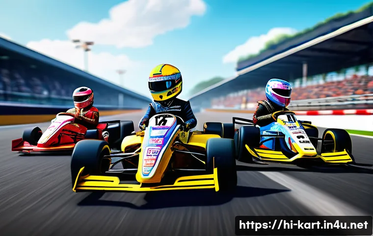 카트라이더 팬아트 이벤트와 성공 팁 - A vibrant and dynamic fan art scene inspired by the game Kart Rider, featuring a colorful race track...