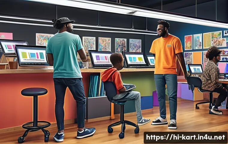카트라이더 팬아트 대회의 성공 요인 분석 - A vibrant digital art scene showcasing diverse artists participating in a Cart Rider fanart competit...