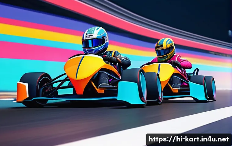 카트라이더 공식 채널 정보 - A vibrant and dynamic racing scene from the game Kart Rider, featuring colorful karts speeding on a ...
