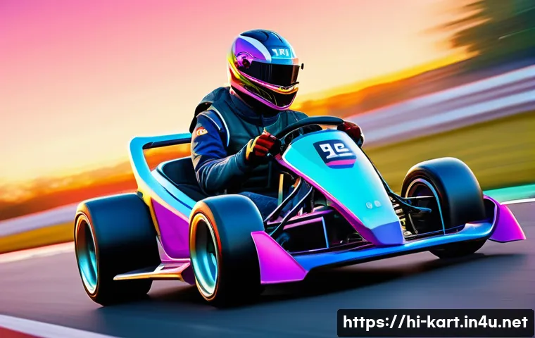 카트라이더 팬아트 이벤트 팁 - A vibrant fanart scene inspired by the game Kart Rider, featuring a dynamic character wearing stylis...