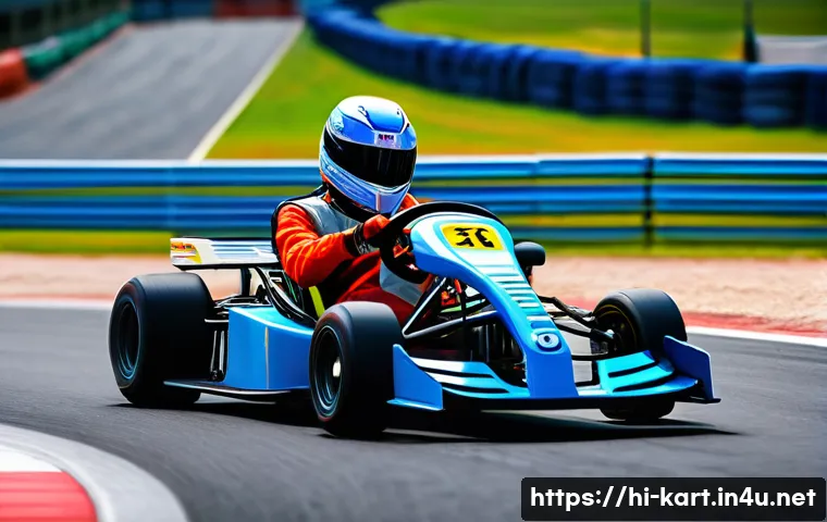 카트라이더 트랙 분석과 노하우 - A dynamic racing scene on a Kart Rider track with a focus on a complex layout featuring sharp turns,...