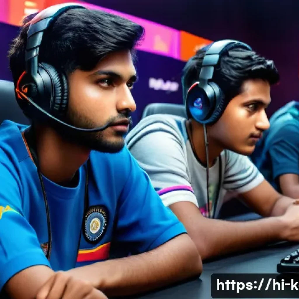 카트라이더 공식 대회 참가 요건 - A dynamic scene of a diverse group of young Indian gamers aged around 13 to 18, sitting in a modern ...