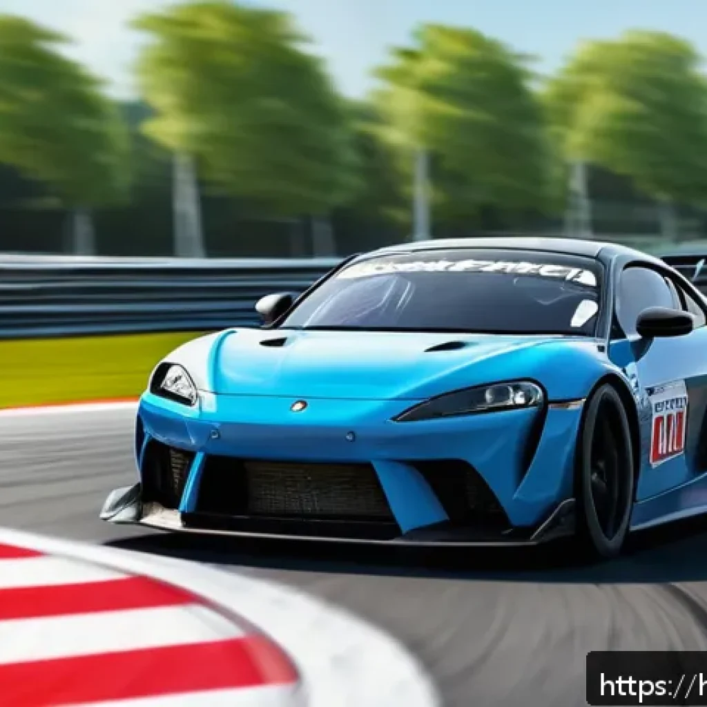 카트라이더 초보 유저와 드리프트 비법 - A dynamic racing scene showing a sleek sports car drifting smoothly around a sharp corner on a profe...