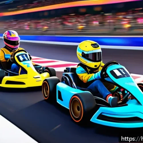 Home 30 카트라이더 팬아트 대회의 유저 반응 - A vibrant digital fan art scene featuring diverse characters from a racing game like Kart Rider, dep...