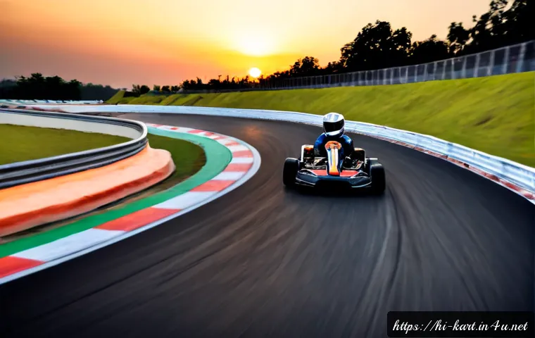 카트라이더 초보 유저가 알아야 할 트랙 정보 - Photorealistic beginner-friendly go-kart circuit overview, colorful compact racing karts approaching...